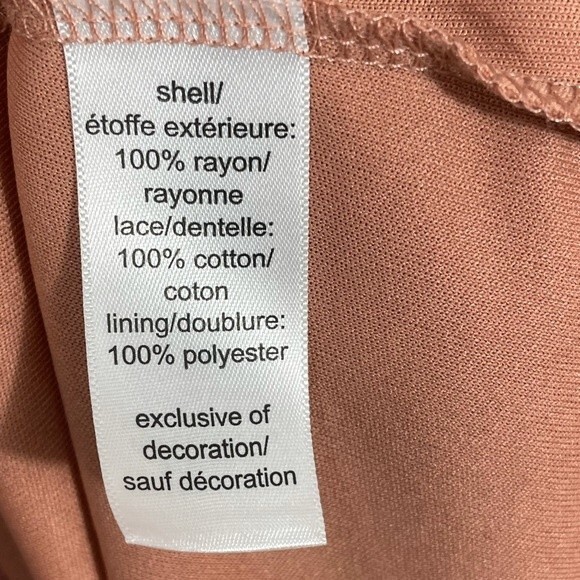 Maurices Boho Coral Rust Crochet Overlay V Neck Ruffle Sleeve Dress - Picture 7 of 13